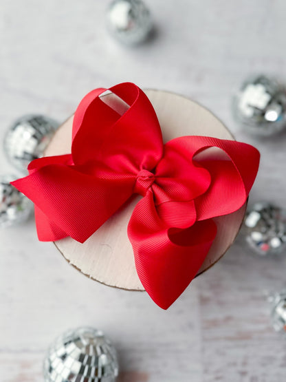 5.5 inch red oversize grosgrain hair bow