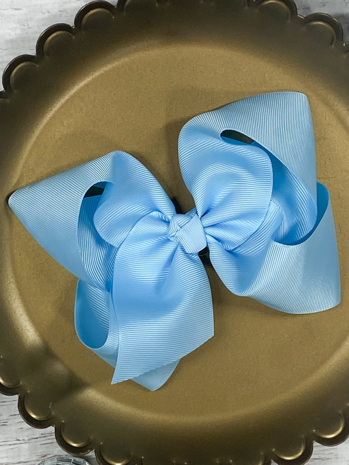 5.5 inch sky blue oversize grosgrain hair bow