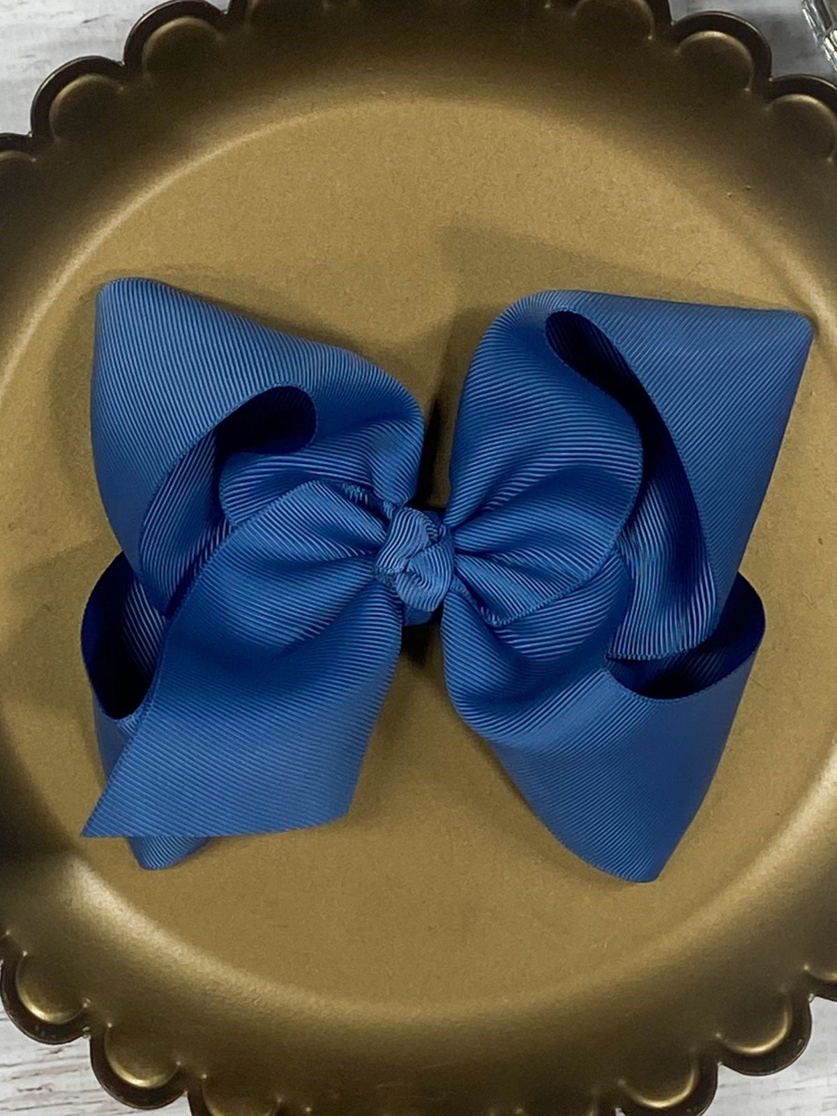 5.5 inch smoke blue oversize grosgrain hair bow