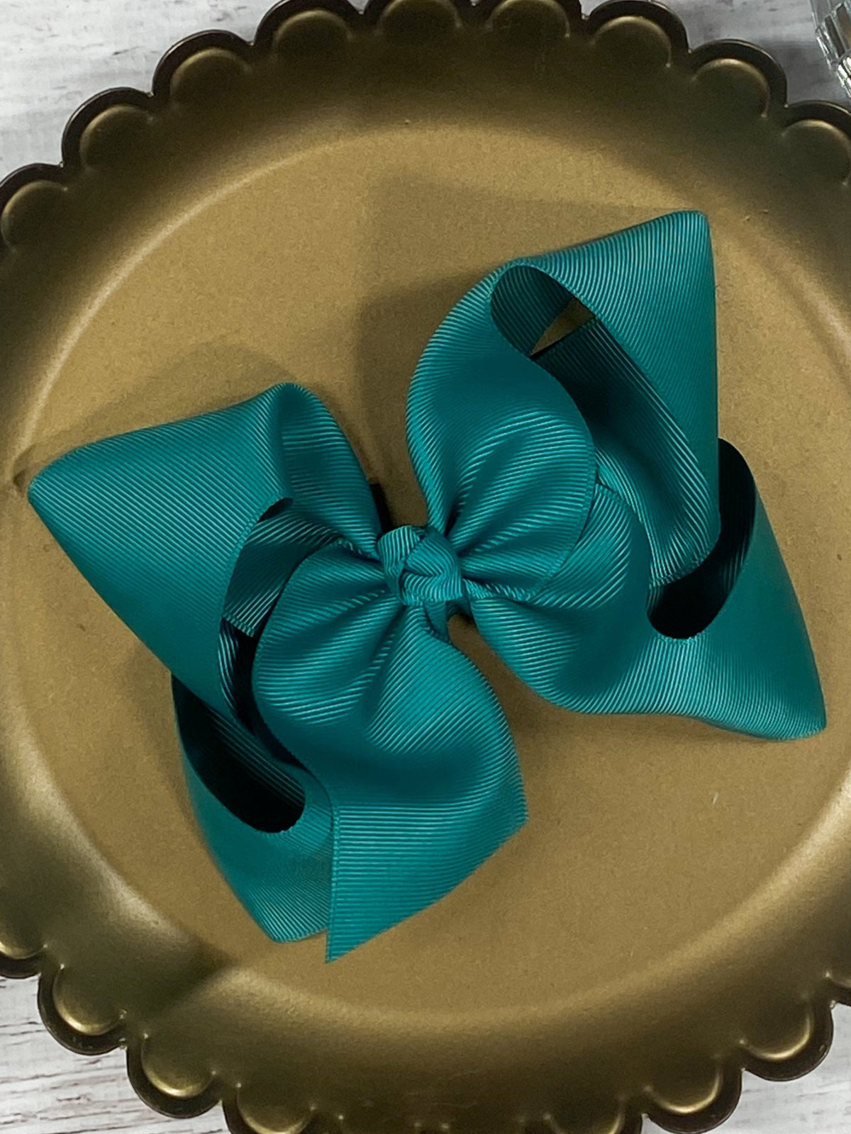 5.5 inch teal oversize grosgrain hair bow