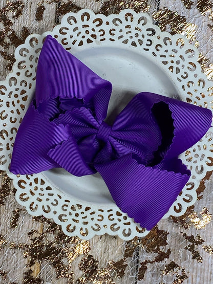 5.5 inch purple oversize scalloped hair bow