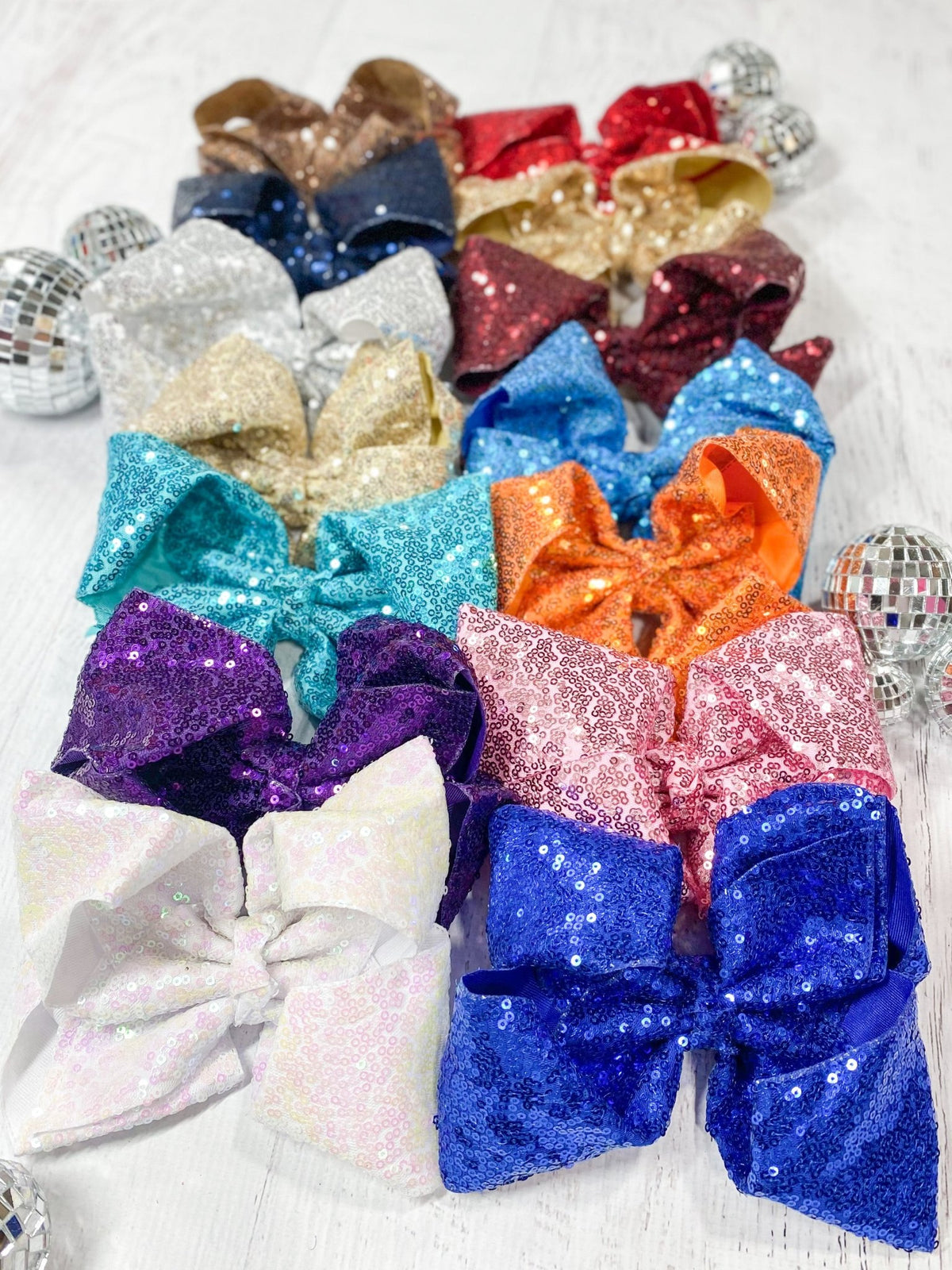 6.5 inch sequin Texas size hair bows in assorted colors