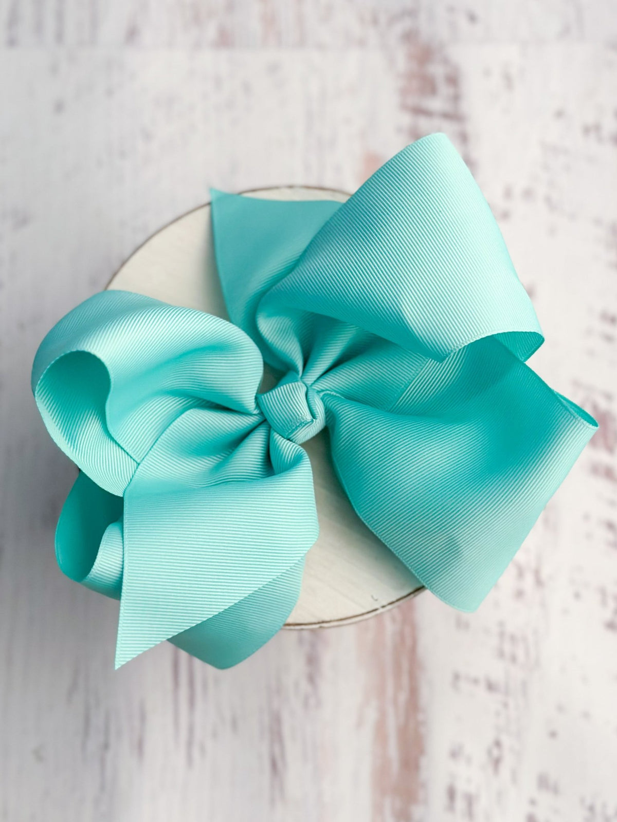 6.5 inch aqua Texas size grosgrain hair bow