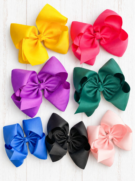 6.5 inch Texas size grosgrain hair bows in assorted colors
