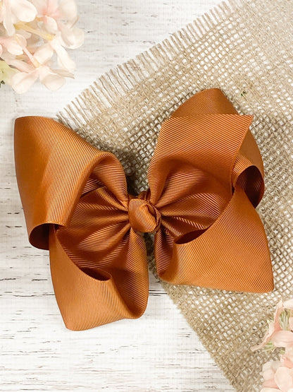 6.5 inch copper Texas size grosgrain hair bow