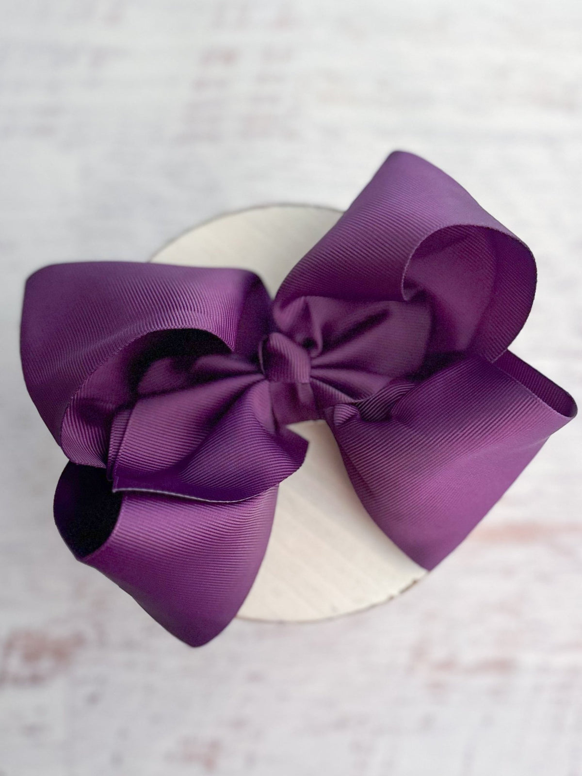 6.5 inch eggplant Texas size grosgrain hair bow