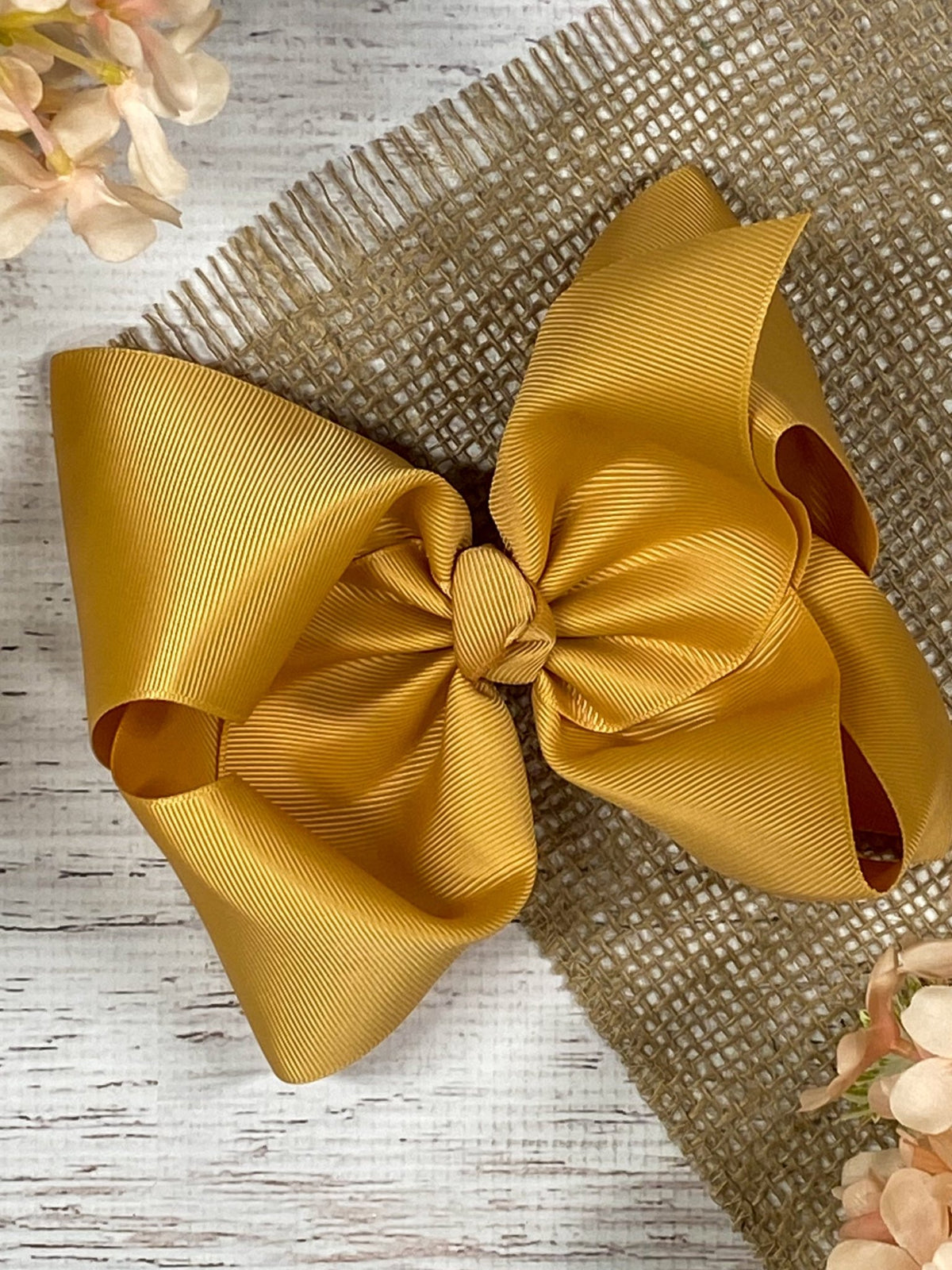 6.5 inch gold Texas size grosgrain hair bow