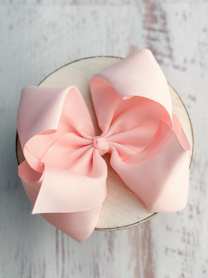 6.5 inch light pink Texas size grosgrain hair bow