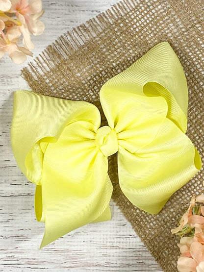 6.5 inch light yellow Texas size grosgrain hair bow