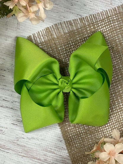 6.5 inch lime green Texas size grosgrain hair bow