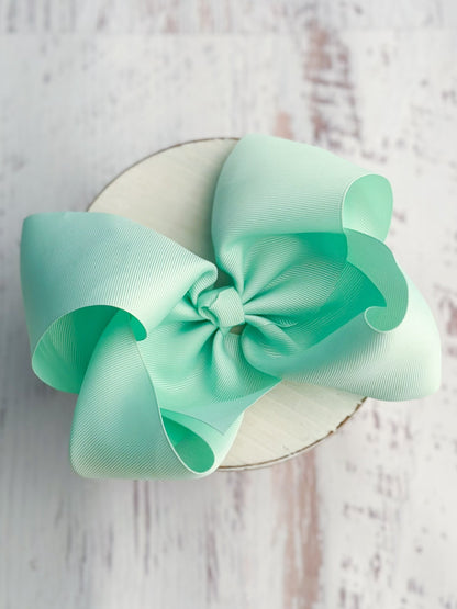 6.5 inch mint Texas size grosgrain hair bow