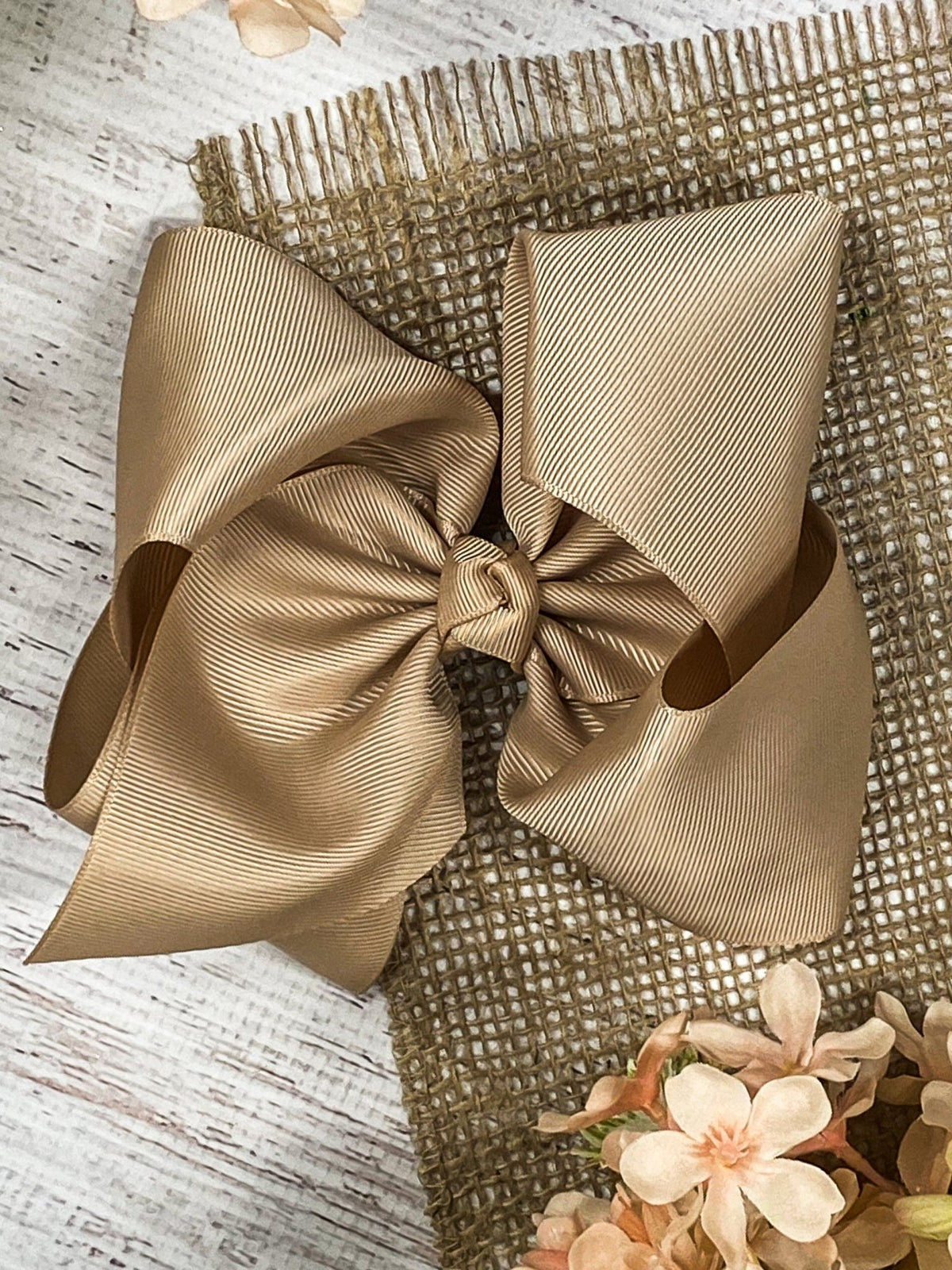 6.5 inch oatmeal Texas size grosgrain hair bow