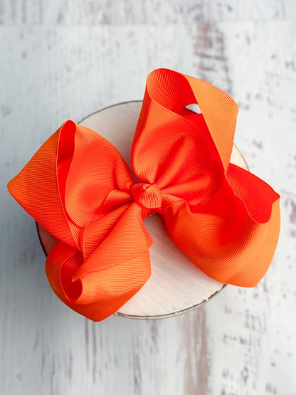 6.5 inch orange Texas size grosgrain hair bow