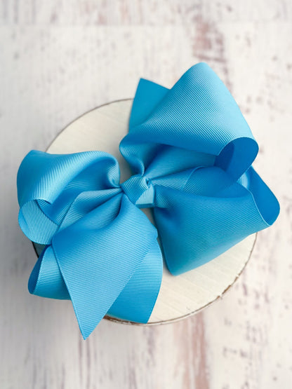 6.5 inch turquoise Texas size grosgrain hair bow