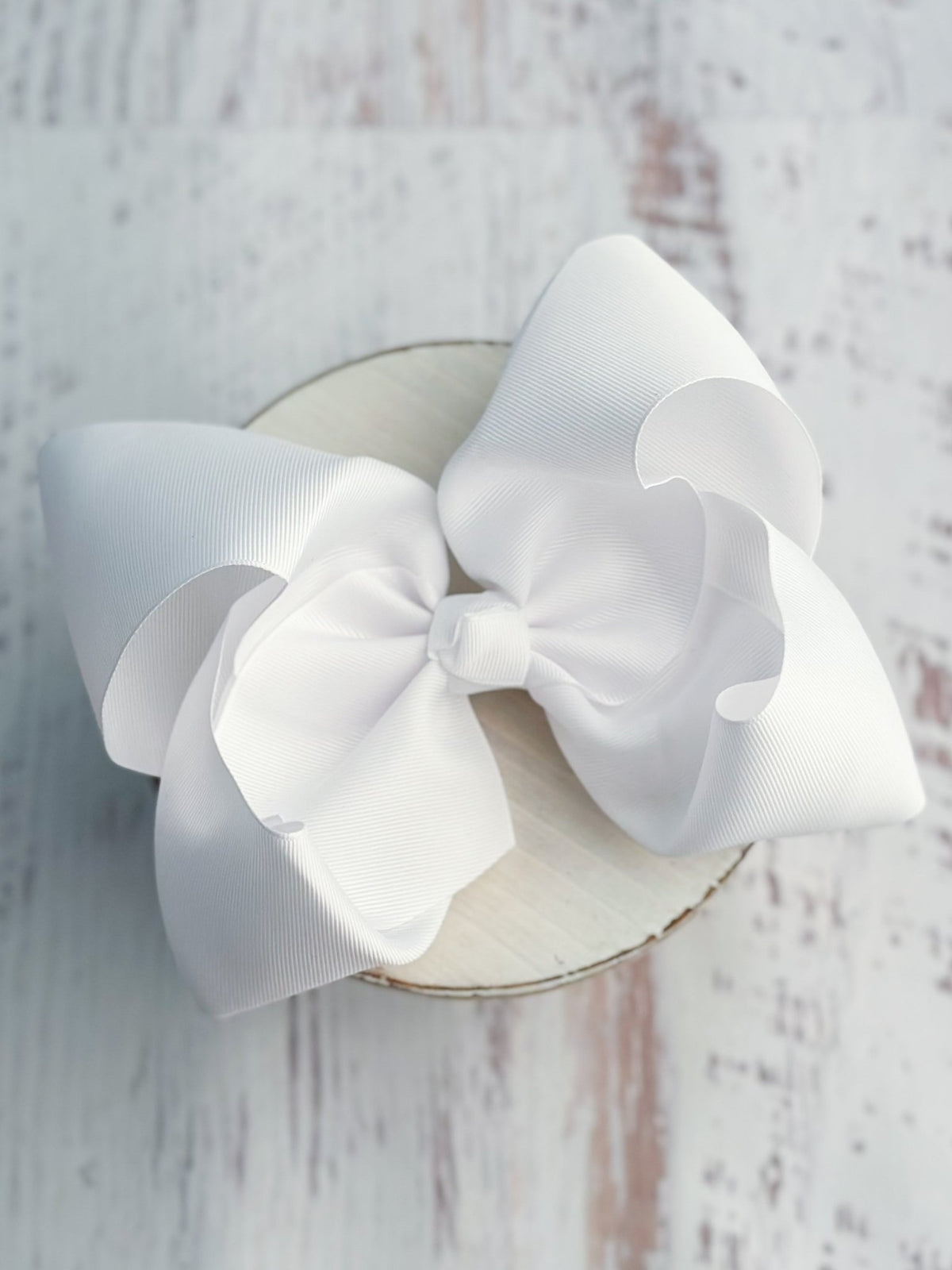 6.5 inch white Texas size grosgrain hair bow