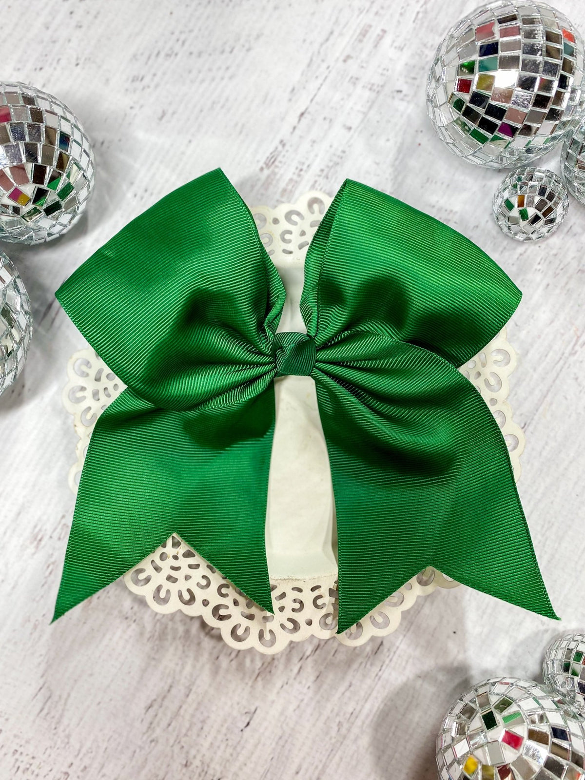 6 inch hunter green solid cheer bow on alligator clip