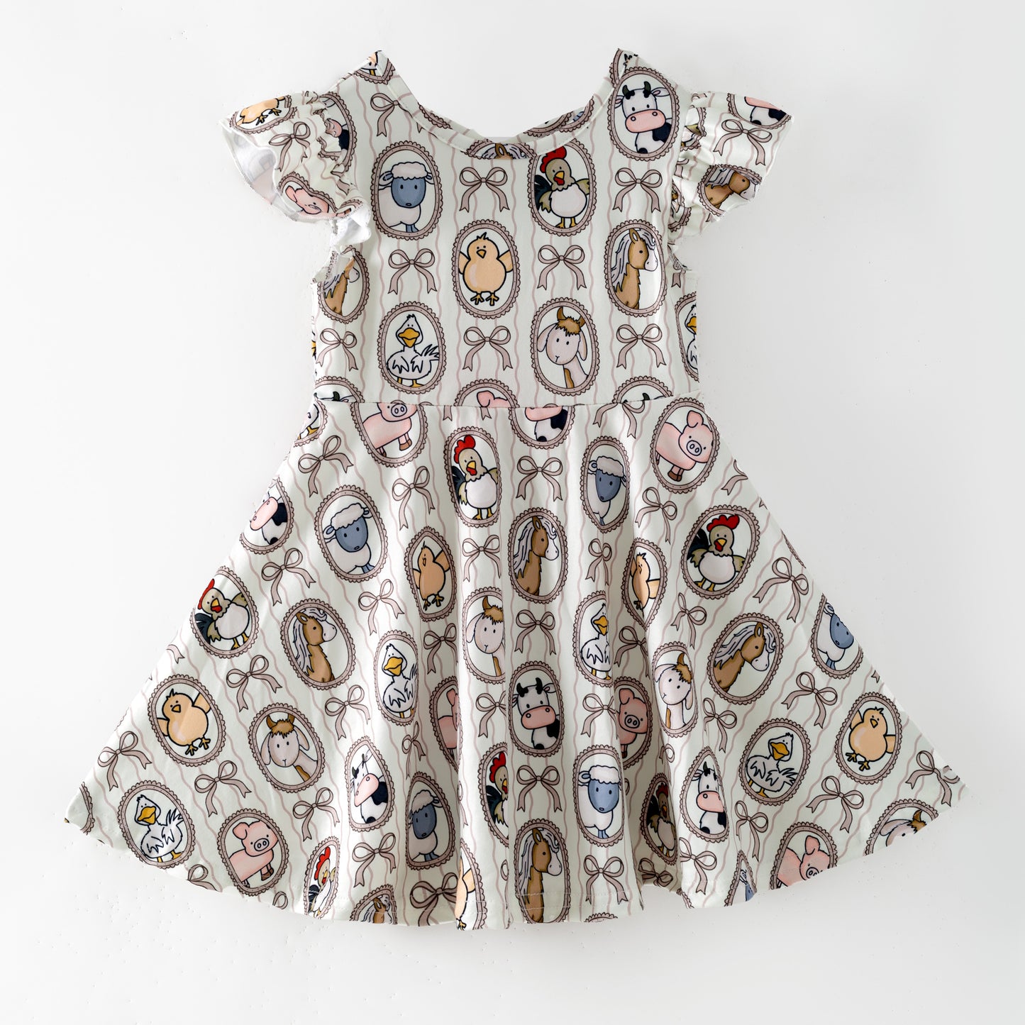 Boutique Girls Farm Animal Dress on a white background