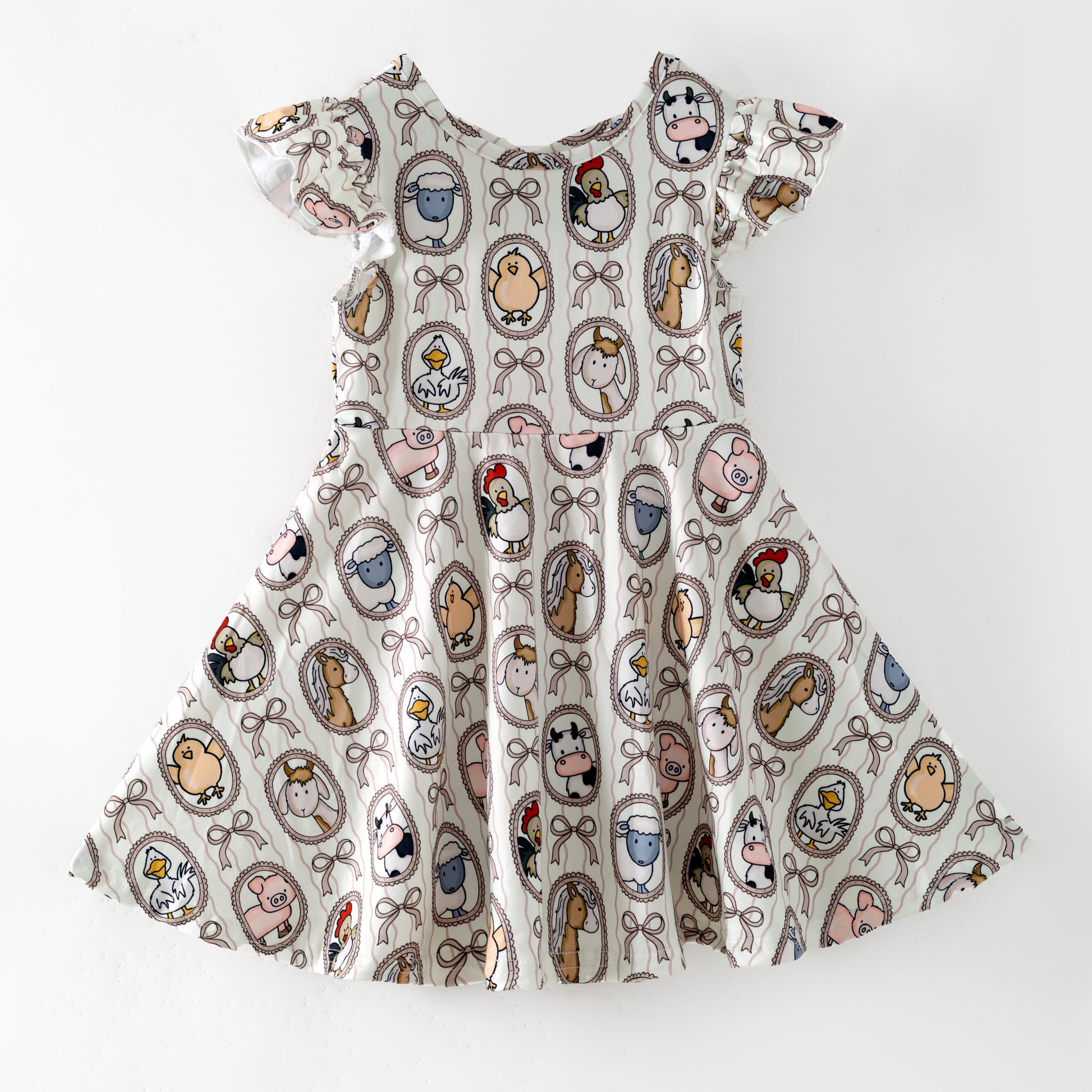 Boutique Girls Farm Animal Dress on a white background