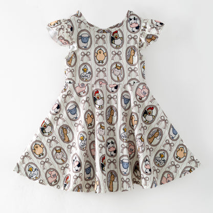 Boutique Girls Farm Animal Dress on a white background