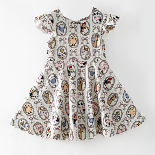 Boutique Girls Farm Animal Dress on a white background
