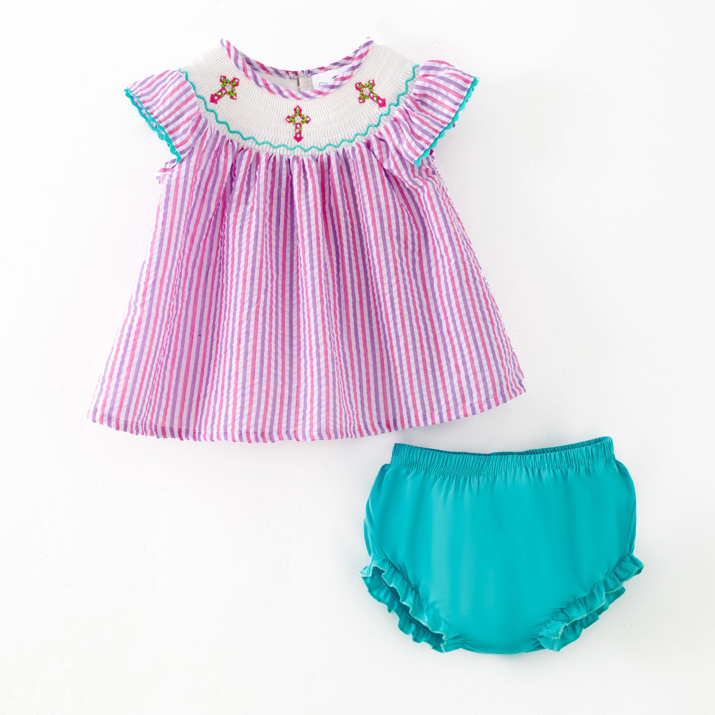 Holy Trinity Pink Striped Infant Set girls boutique outfit set from The Hair Bow Company