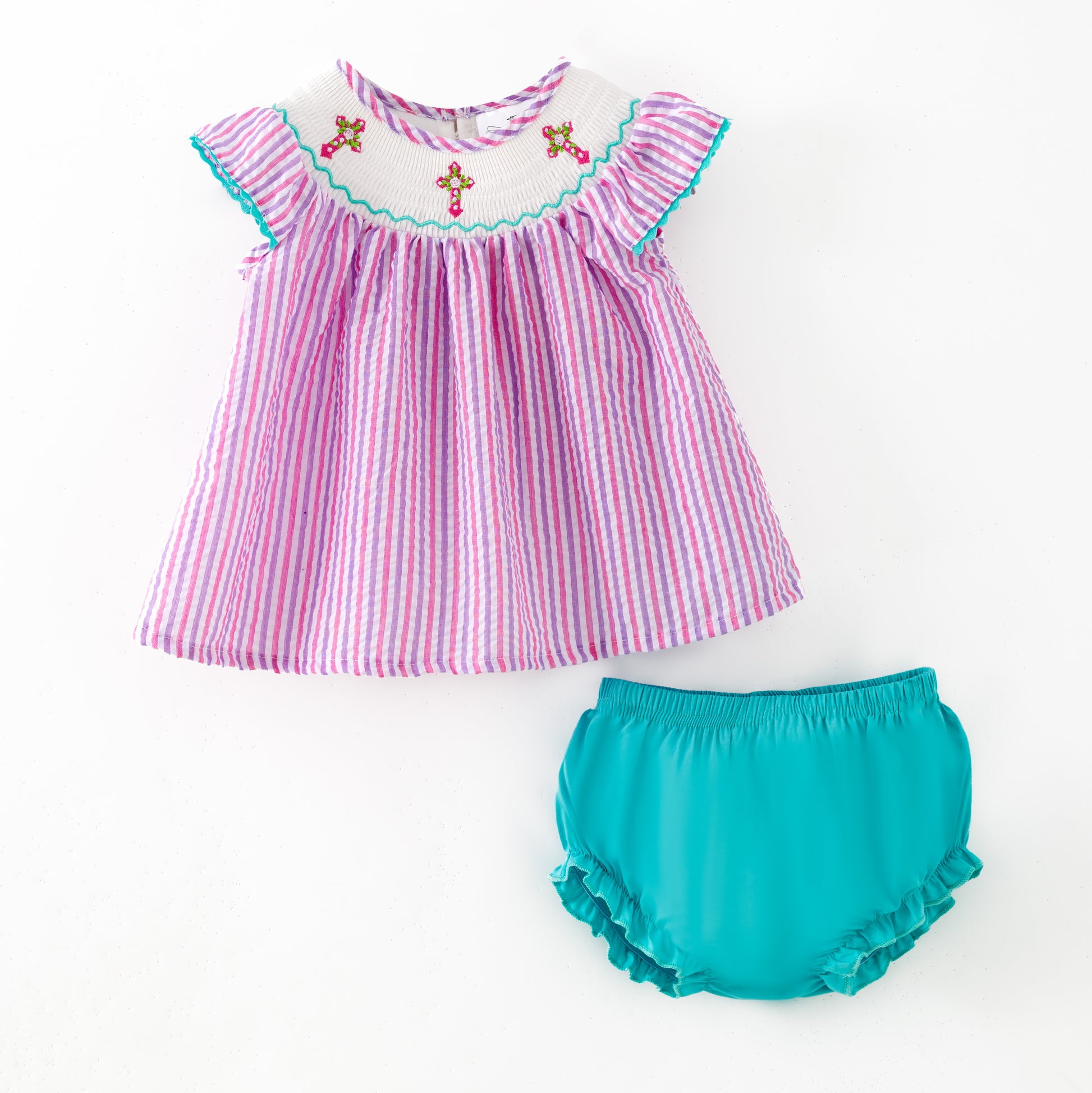 Holy Trinity Pink Striped Infant Set girls boutique outfit set from The Hair Bow Company