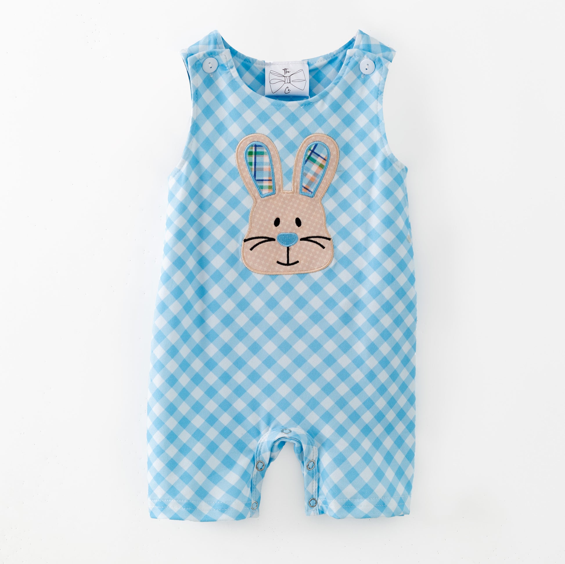 Easter Bunny on Blue Gingham Infant Boy's Onesie girls boutique outfit set from The Hair Bow Company
