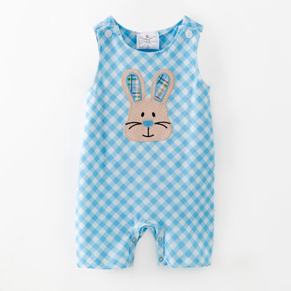 Easter Bunny on Blue Gingham Infant Boy's Onesie girls boutique outfit set from The Hair Bow Company
