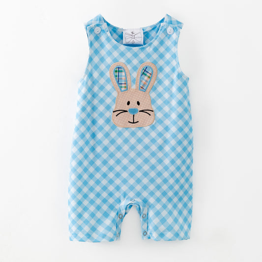 Easter Bunny on Blue Gingham Infant Boy's Onesie girls boutique outfit set from The Hair Bow Company
 - Alternative view