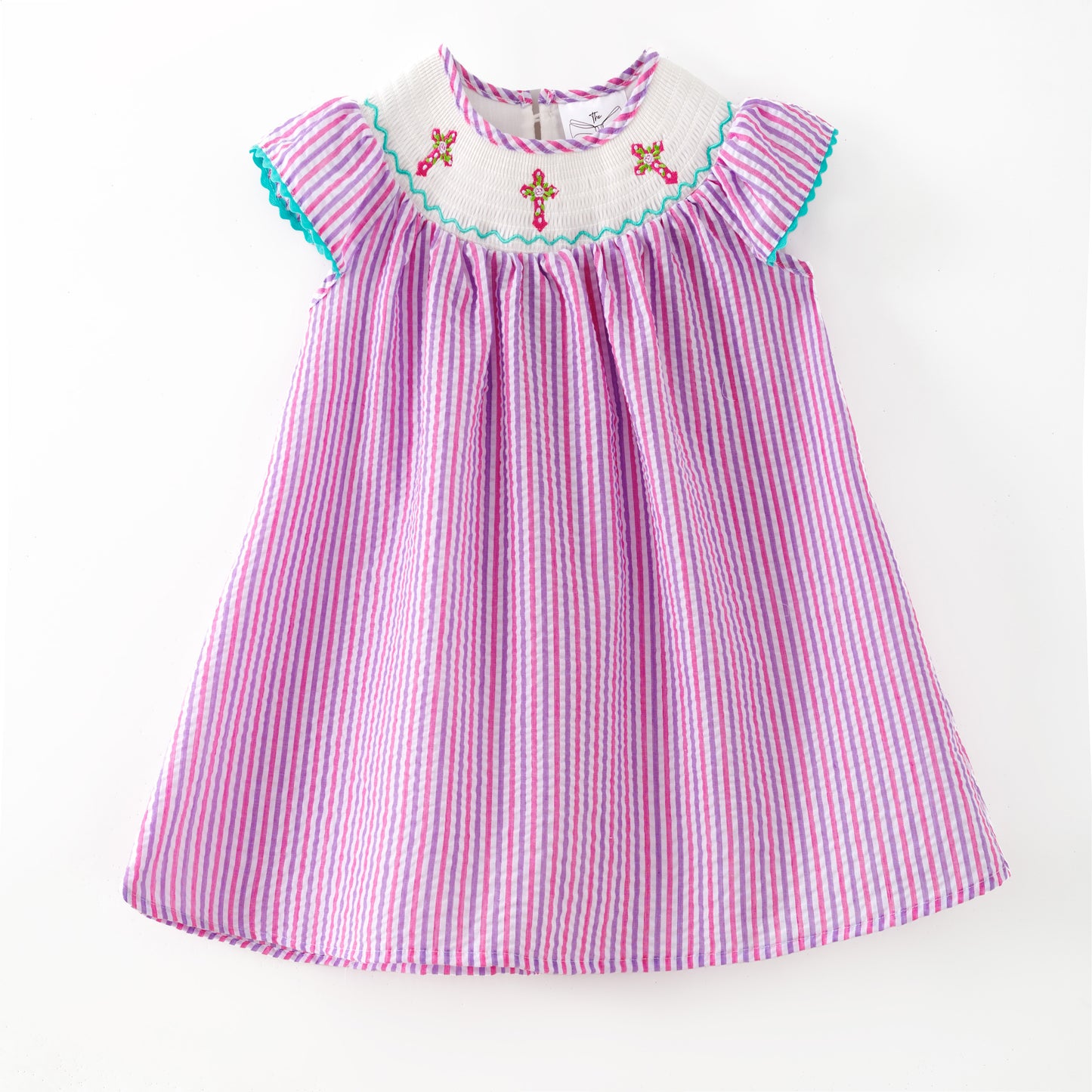 Holy Trinity Pink Striped Dress girls boutique outfit set from The Hair Bow Company