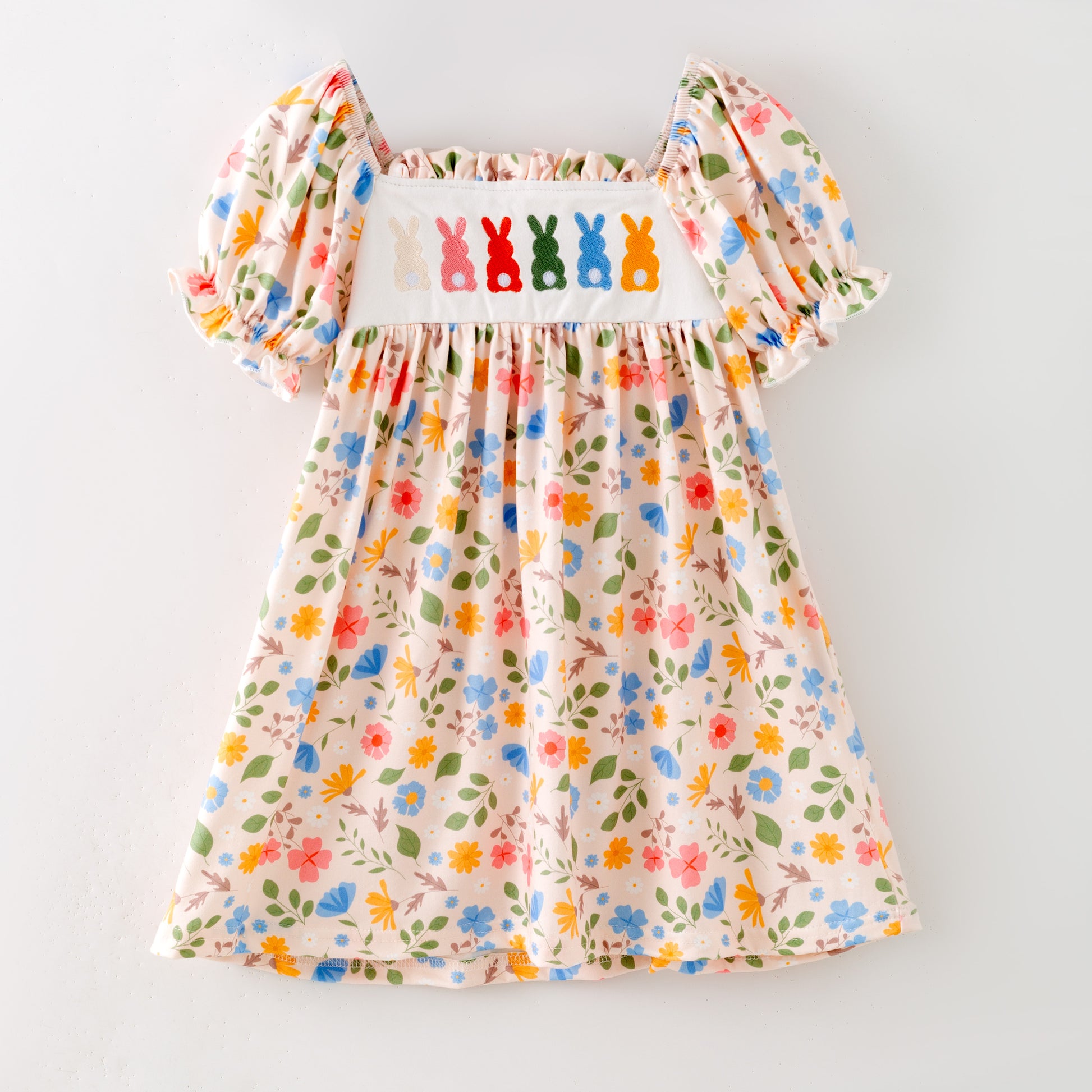 Pastel Bunny Garden Smocked Easter Dress for The hair bow company