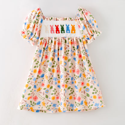 Pastel Bunny Garden Smocked Easter Dress for The hair bow company