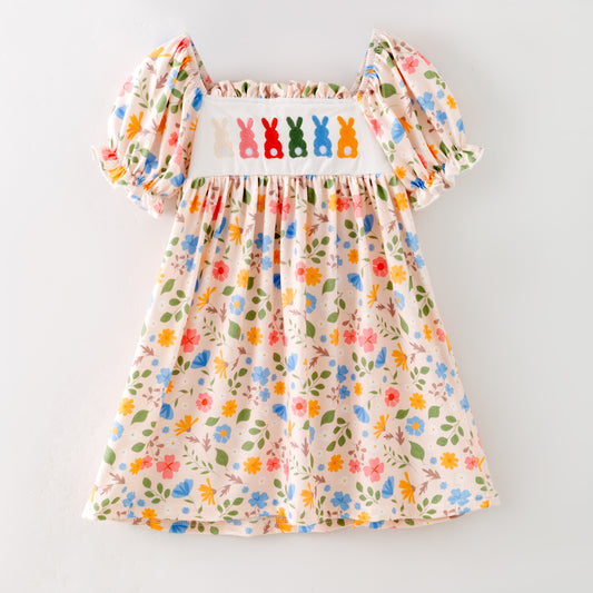 Pastel Bunny Garden Smocked Easter Dress for The hair bow company