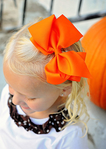 Orange Classic Oversized Grosgrain Hair Bow