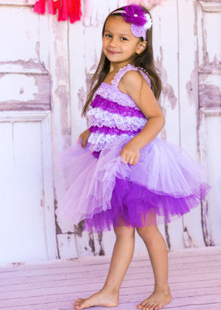 Lavender tutu layered over purple tutu