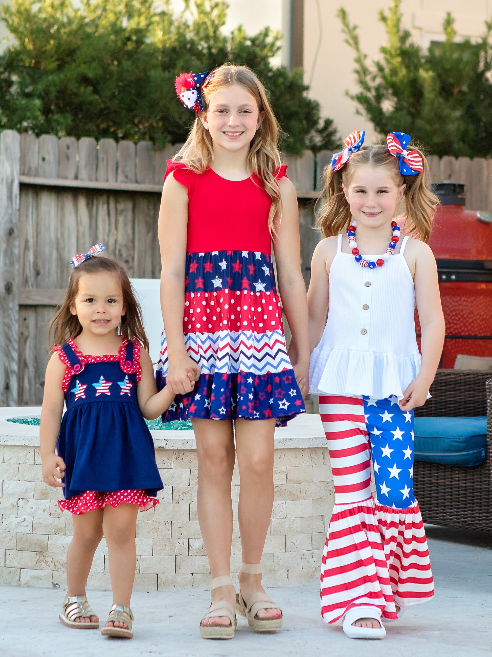 Red, White & Blue American Girl Bell Bottom Set On Model