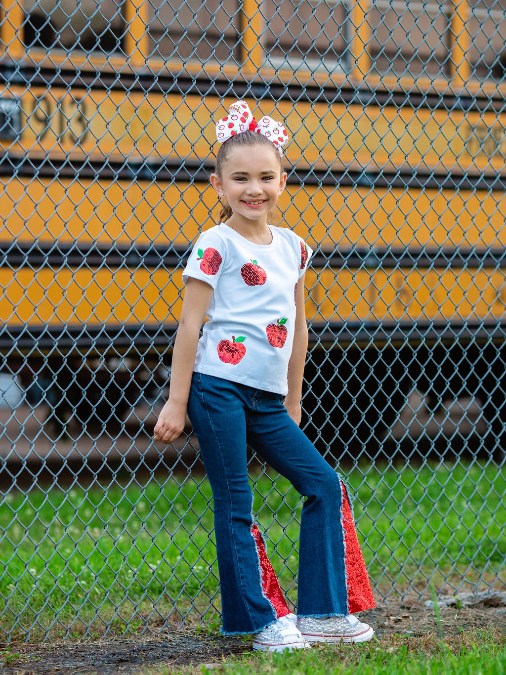 BD-company girls Denim Bell Bottoms with Red Sequins: FINAL SALE – The Hair Bow Company