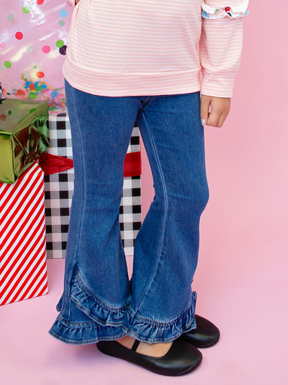 Ruffled Denim Jeans on Model