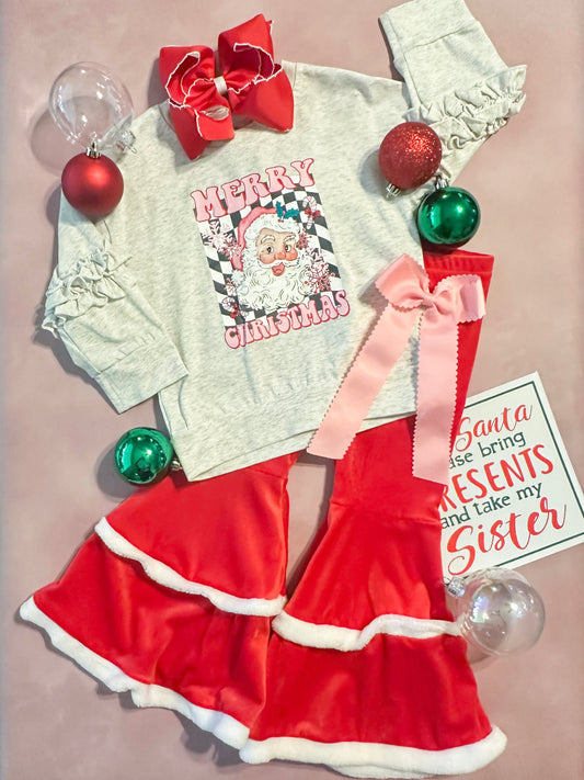 Retro Merry Christmas with Red Bell Bottoms Set