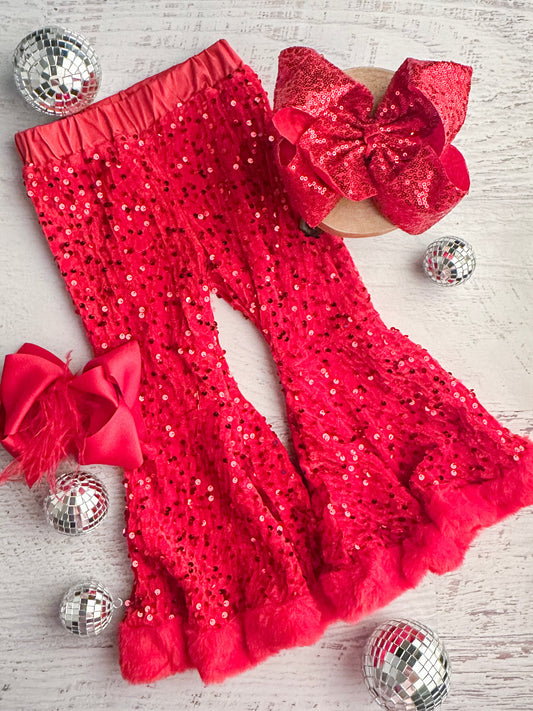 REd sequin Bell bottoms