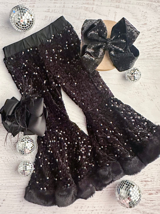 black sequin kids pants
