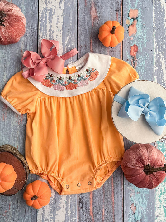 Pumpkin Collar Orange Infant Romper