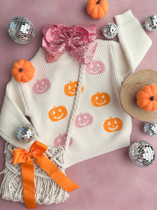 Pink & Orange Jack-O-Lanterns Sweater