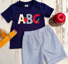 Navy ABC Top and Shorts Set