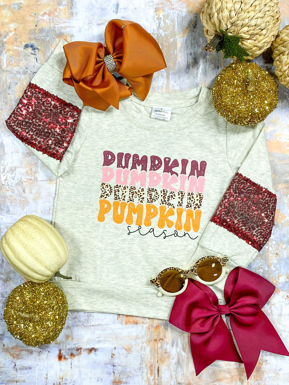 girls pumpkin season top