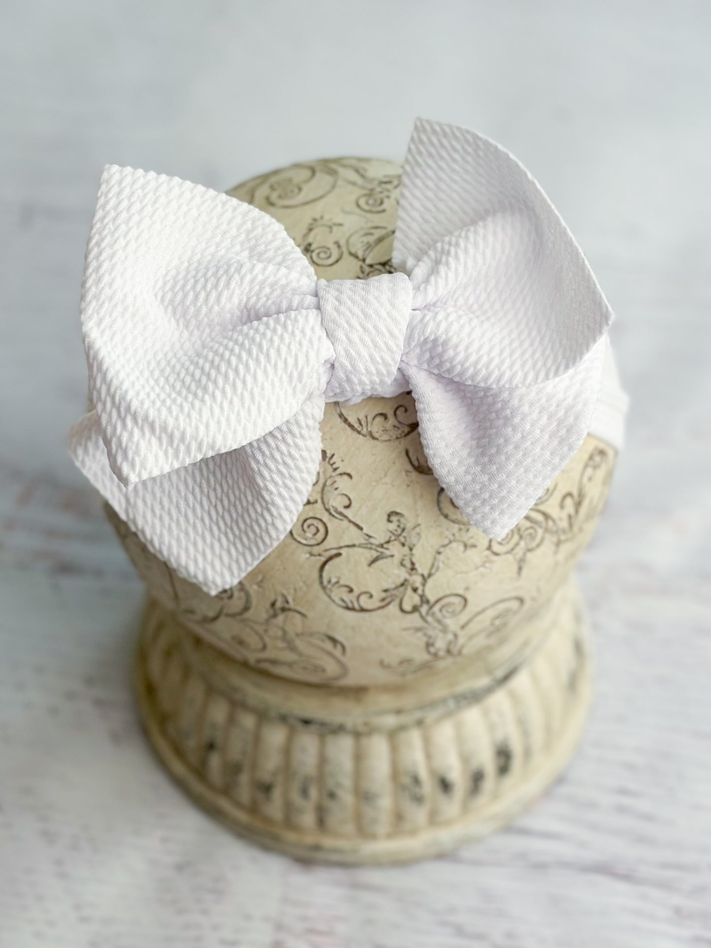 white double bow headband