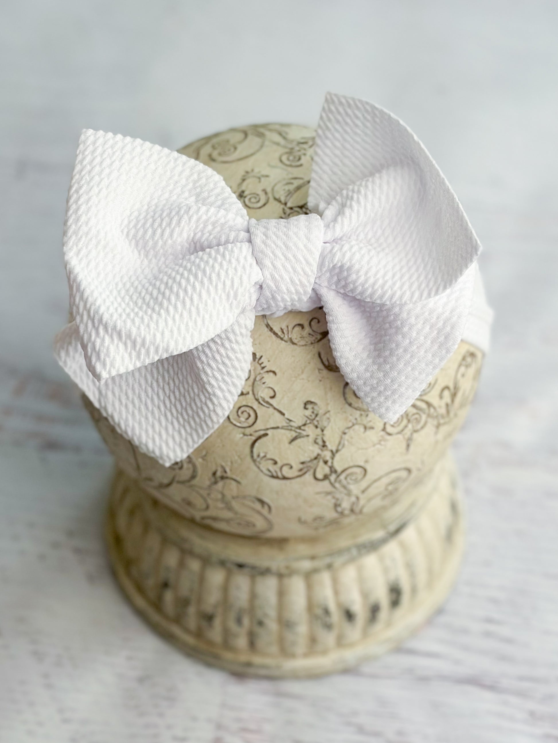 white double bow headband