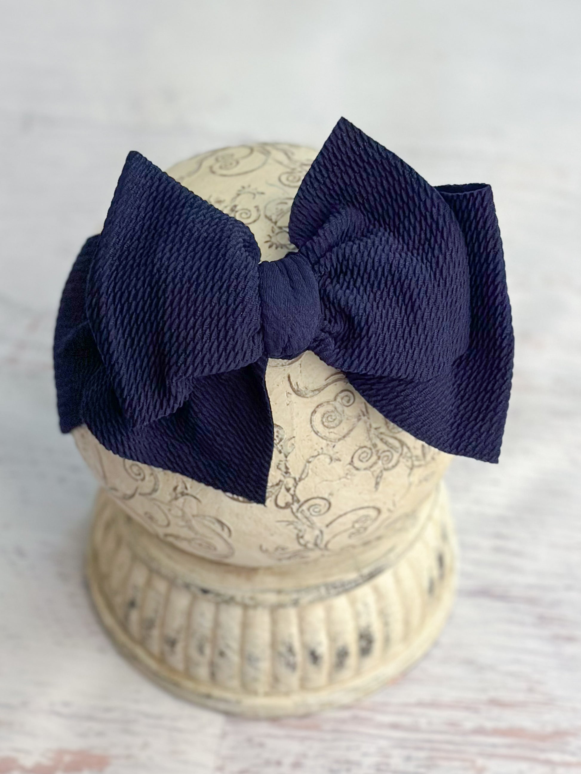 navy double bow headband