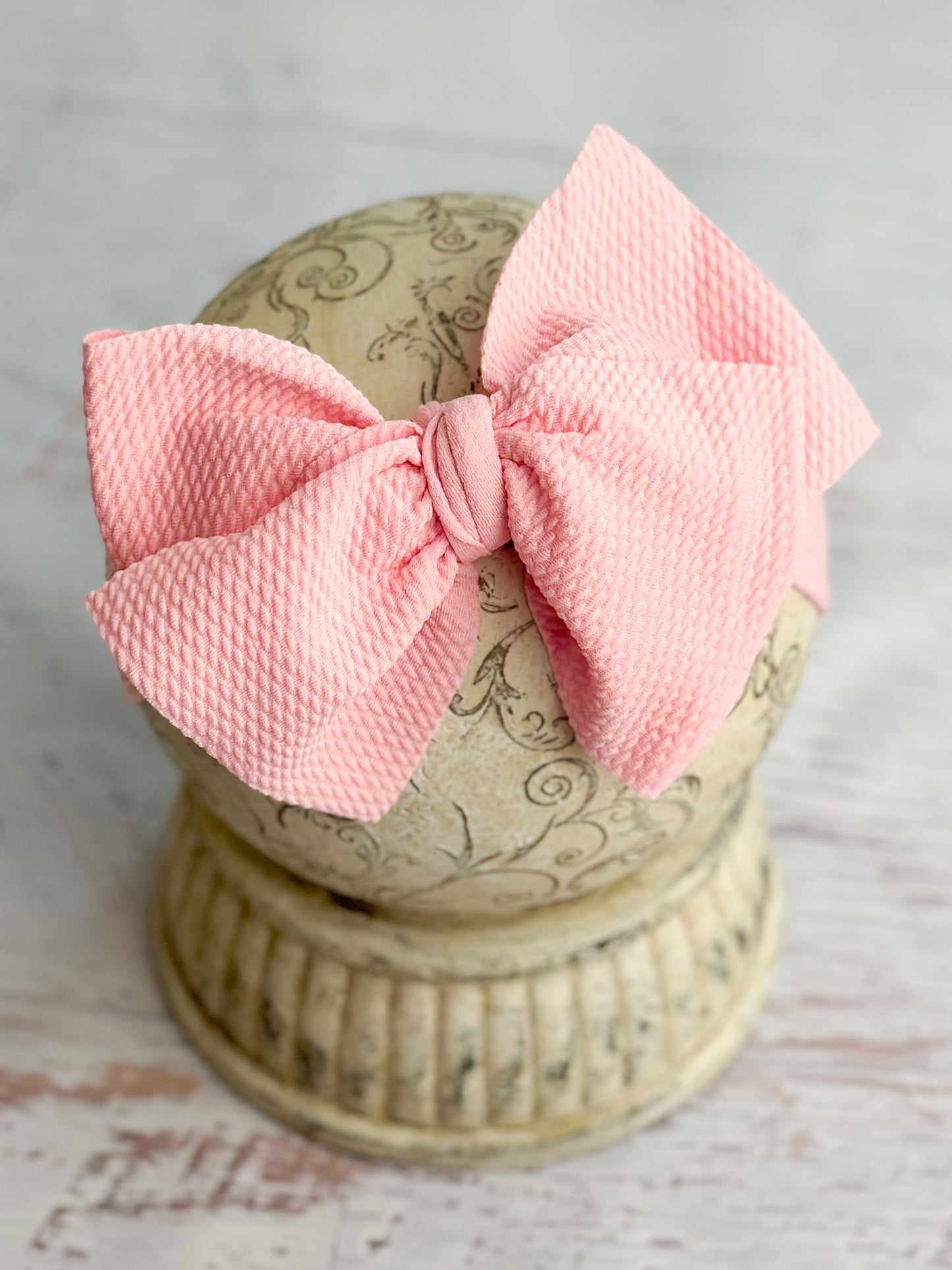 light pink double bow headband