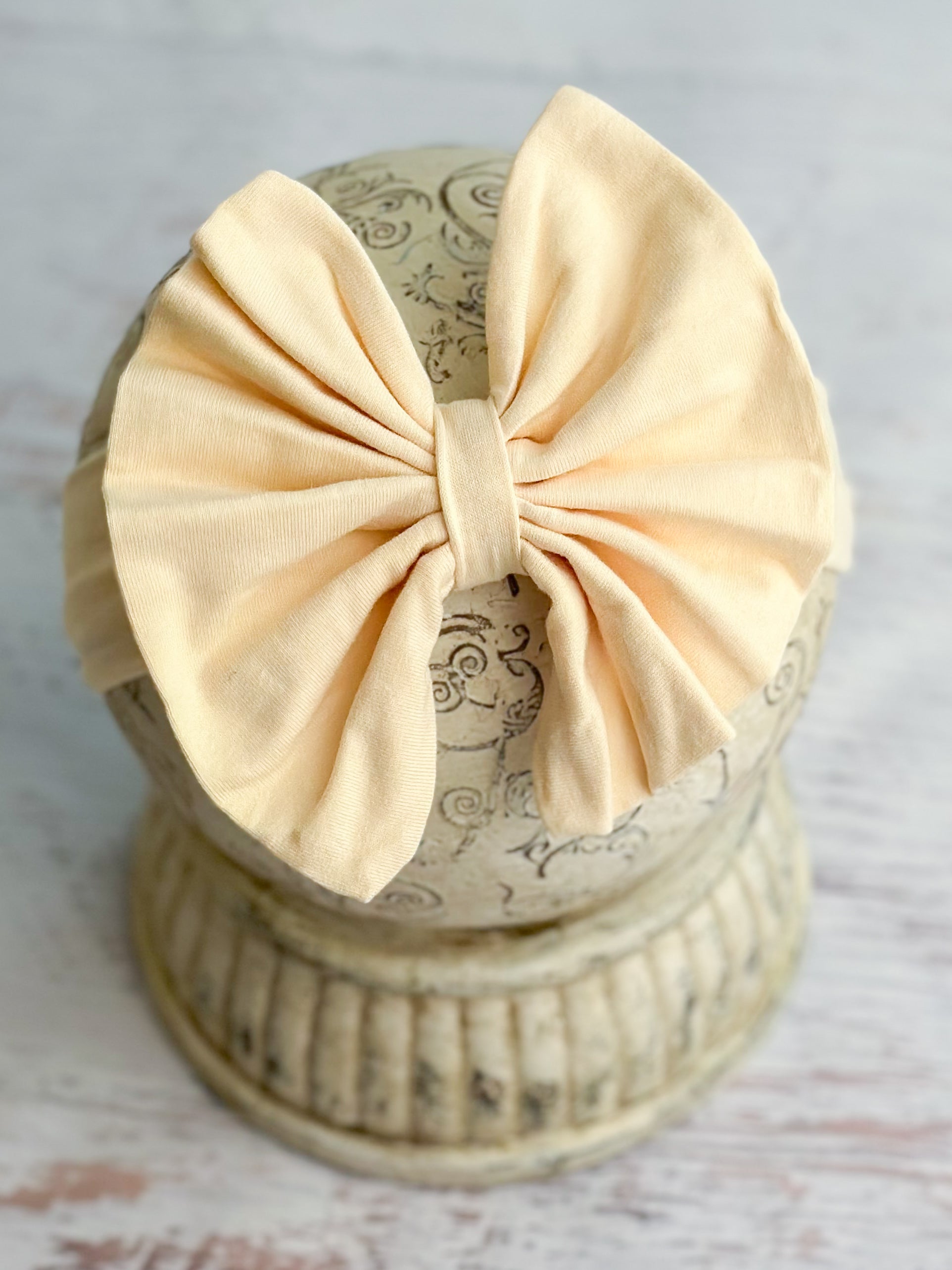 Ivory Solid Fabric Bow Headband